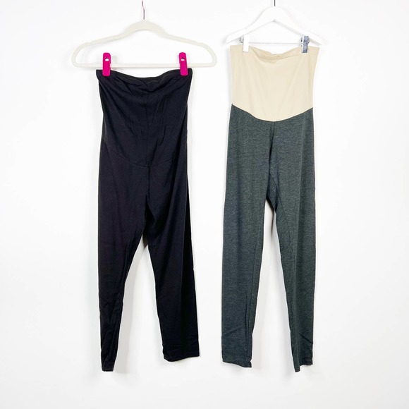 Bundle maternity leggings black A:glow and grey Motherhood Maternity Size Medium - Picture 1 of 4